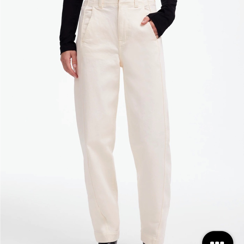 New Madewell Tapered Denim Trousers in vintage ivory size 28(missing button) - Picture 7 of 7